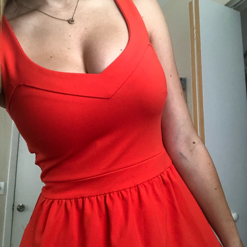 Bright red dress